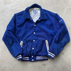 Vintage Rennoc Corduroy Jacket Blue Tae Kwon Do USA Snap Quilted 80s Large